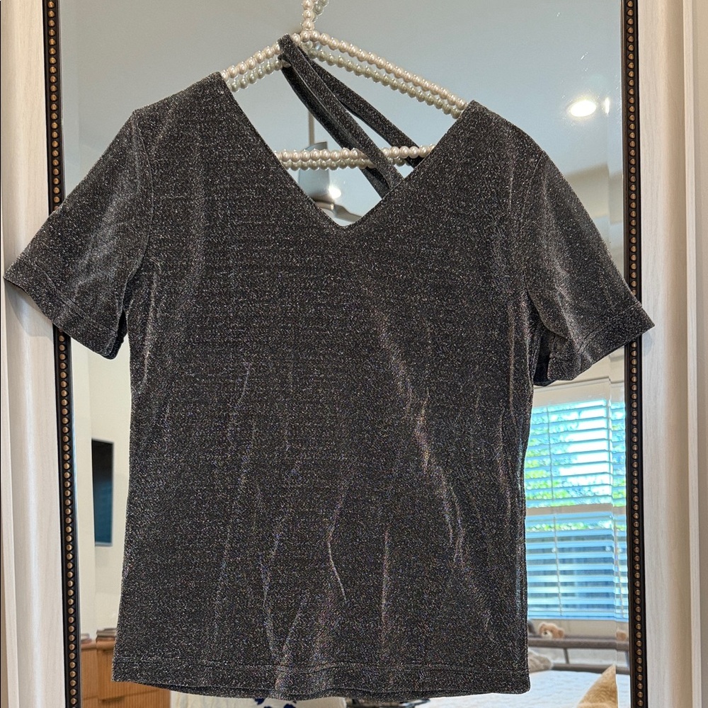 Elegant Black Glitter Women's Top